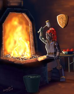 Duergar forge cleric at her forge by Becky